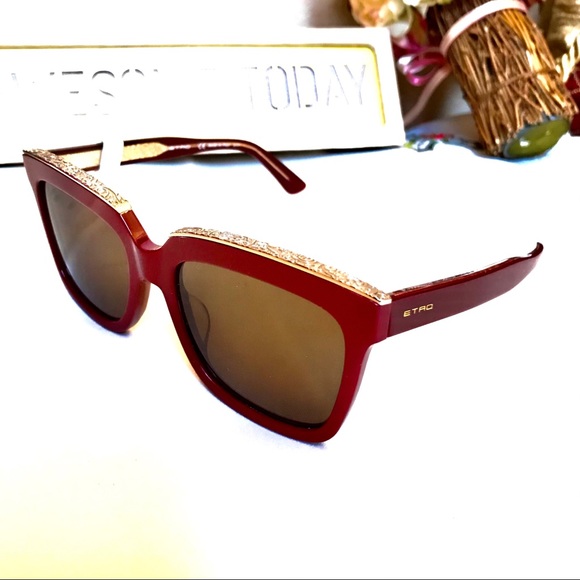 💯Authentic- ETRO Red Frame with Gold Embossed - Picture 2 of 12